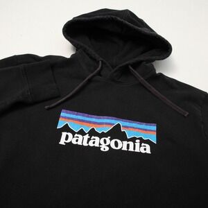 Patagonia Black Hoodie with Multicolor Logo